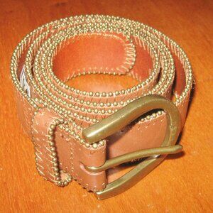 Fossil Shotbead Jean Brown Belt Women's Sz Large Genuine Leather w Original Tag